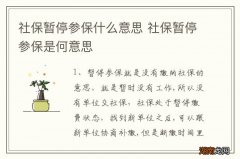 社保暂停参保什么意思 社保暂停参保是何意思
