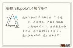 威驰fs和polo1.4哪个好？