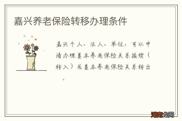 嘉兴养老保险转移办理条件