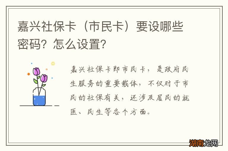 市民卡 嘉兴社保卡要设哪些密码？怎么设置？