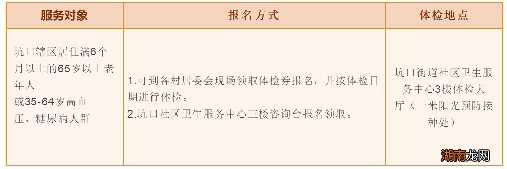 肇庆市鼎湖区坑口街道老年人免费体检