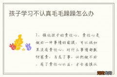孩子学习不认真毛毛躁躁怎么办