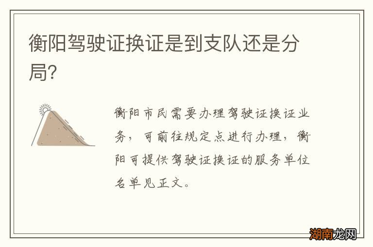 衡阳驾驶证换证是到支队还是分局？