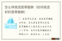 如何挑选好的翡翠貔貅 怎么样挑选翡翠貔貅