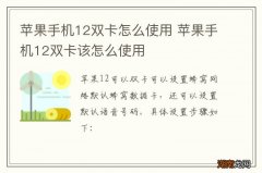 苹果手机12双卡怎么使用 苹果手机12双卡该怎么使用