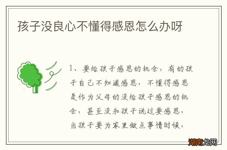 孩子没良心不懂得感恩怎么办呀
