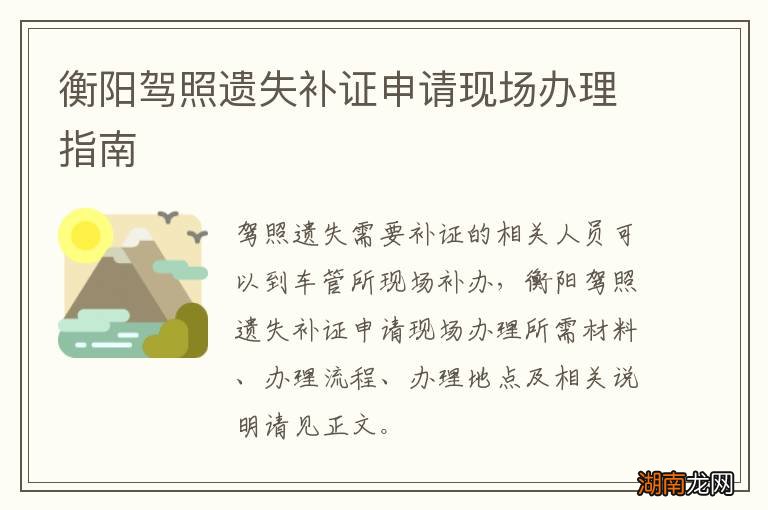 衡阳驾照遗失补证申请现场办理指南