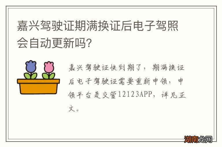 嘉兴驾驶证期满换证后电子驾照会自动更新吗？