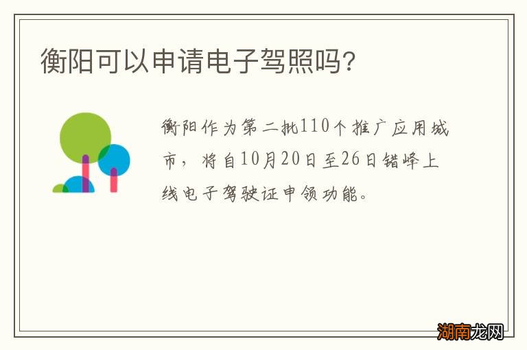 衡阳可以申请电子驾照吗?