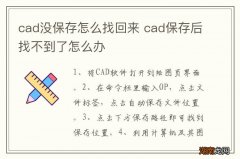 cad没保存怎么找回来 cad保存后找不到了怎么办