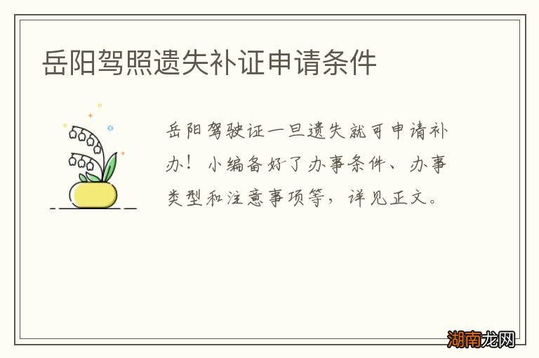 岳阳驾照遗失补证申请条件