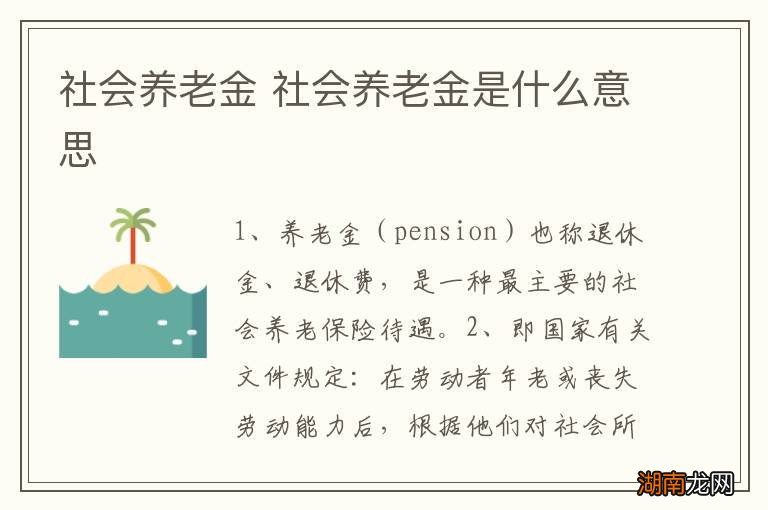 社会养老金 社会养老金是什么意思