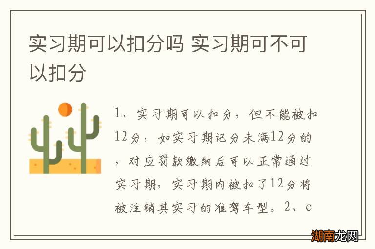 实习期可以扣分吗 实习期可不可以扣分