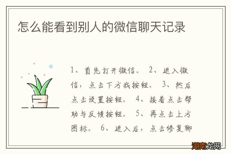 怎么能看到别人的微信聊天记录