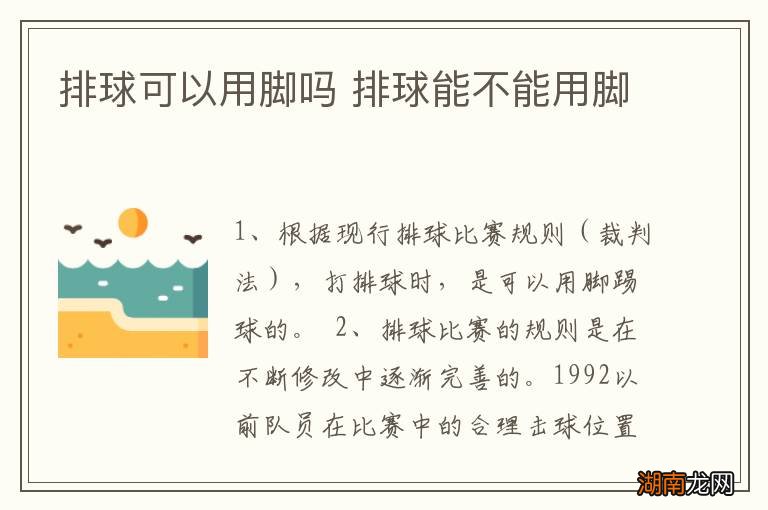 排球可以用脚吗 排球能不能用脚