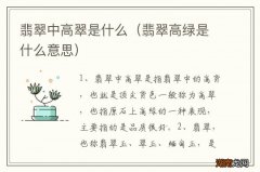 翡翠高绿是什么意思 翡翠中高翠是什么
