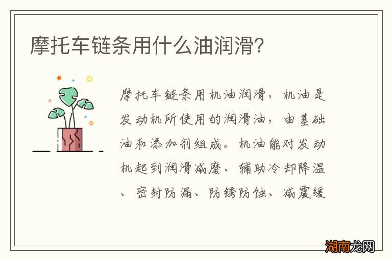 摩托车链条用什么油润滑?