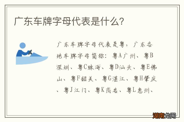 广东车牌字母代表是什么?
