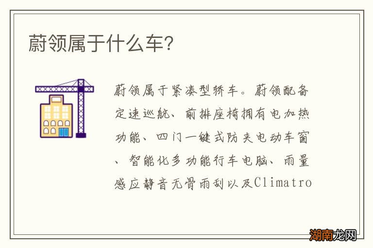 蔚领属于什么车?