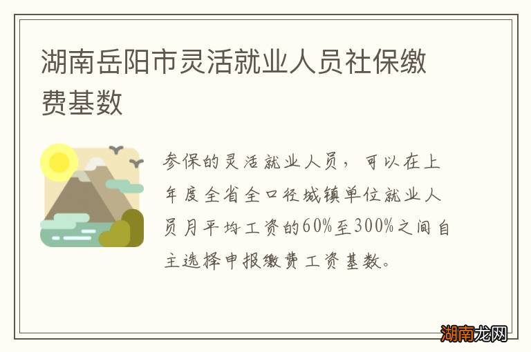 湖南岳阳市灵活就业人员社保缴费基数