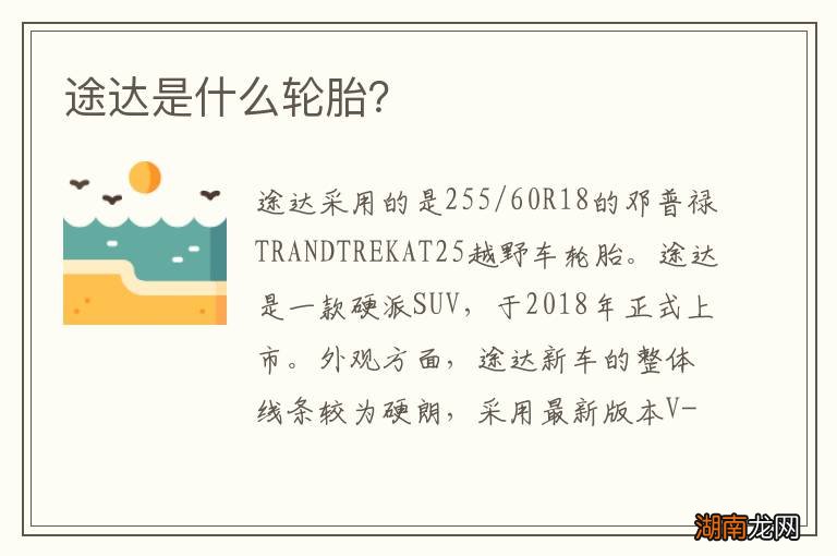 途达是什么轮胎?