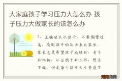 大家庭孩子学习压力大怎么办 孩子压力大做家长的该怎么办