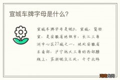 宣城车牌字母是什么？
