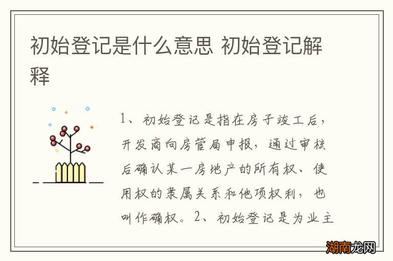 初始登记是什么意思 初始登记解释