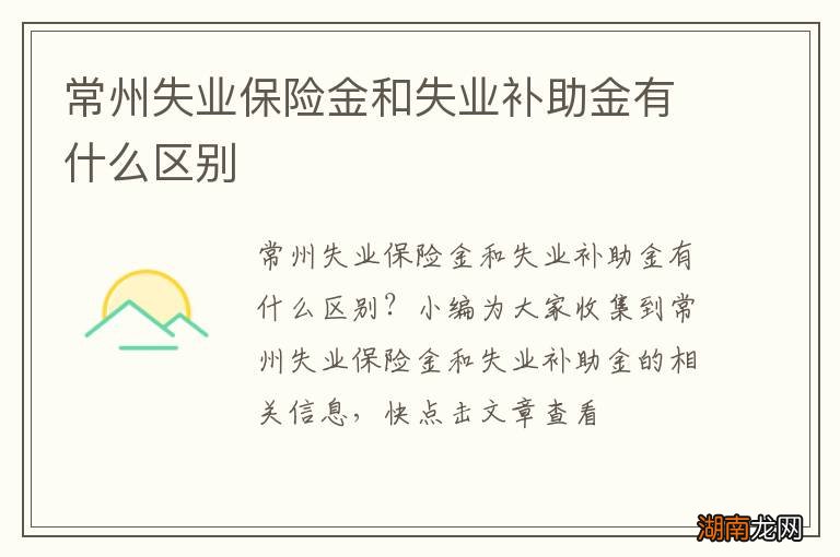 常州失业保险金和失业补助金有什么区别