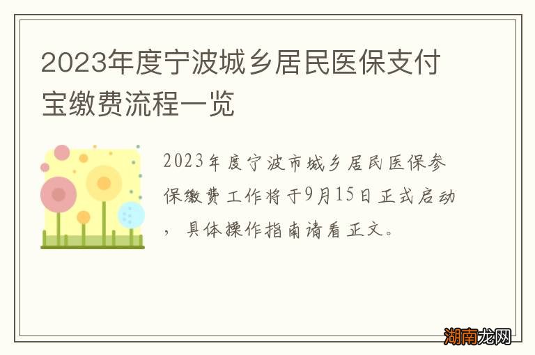 2023年度宁波城乡居民医保支付宝缴费流程一览