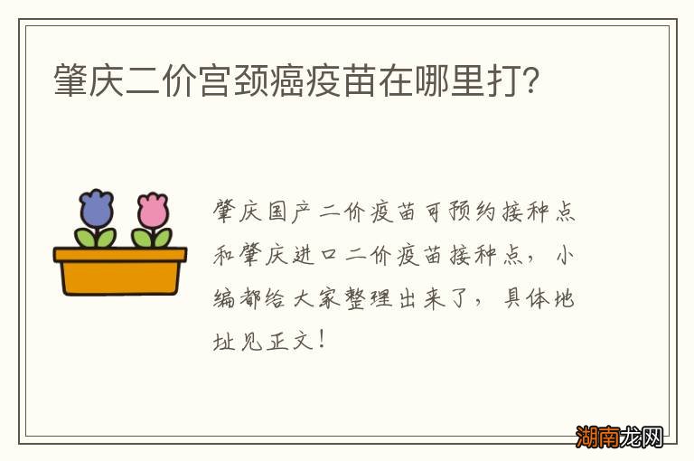 肇庆二价宫颈癌疫苗在哪里打?