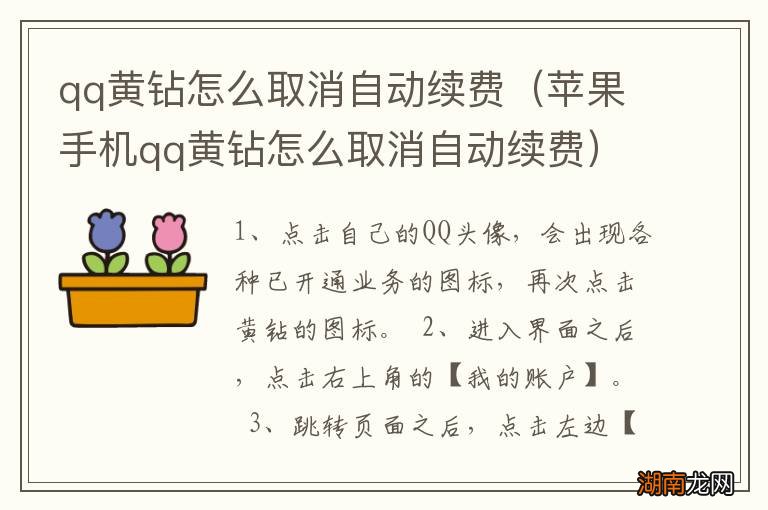 苹果手机qq黄钻怎么取消自动续费 qq黄钻怎么取消自动续费