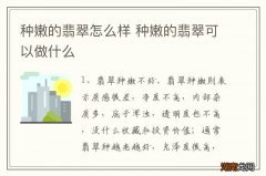 种嫩的翡翠怎么样 种嫩的翡翠可以做什么