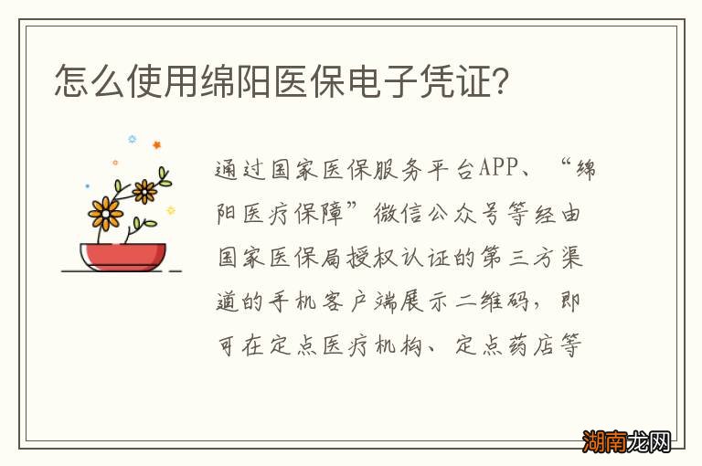 怎么使用绵阳医保电子凭证?