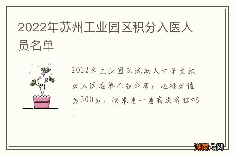 2022年苏州工业园区积分入医人员名单