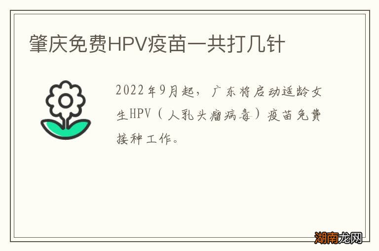 肇庆免费HPV疫苗一共打几针