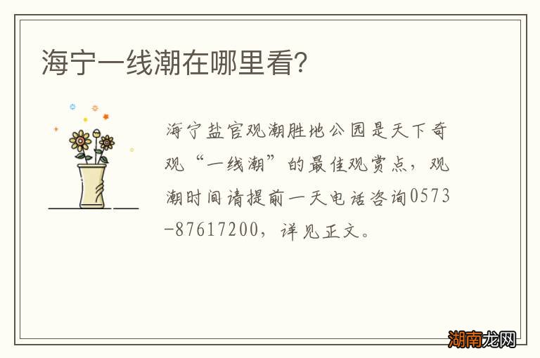 海宁一线潮在哪里看?