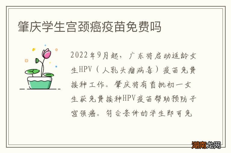 肇庆学生宫颈癌疫苗免费吗