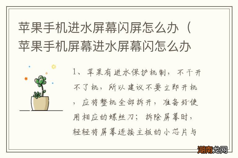 苹果手机屏幕进水屏幕闪怎么办 苹果手机进水屏幕闪屏怎么办