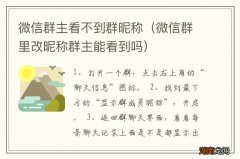 微信群里改昵称群主能看到吗 微信群主看不到群昵称
