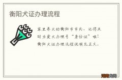 衡阳犬证办理流程