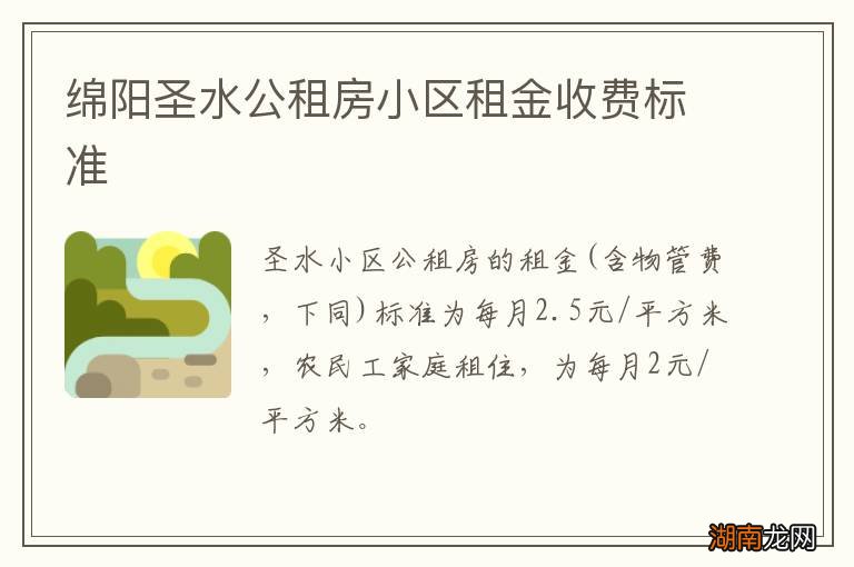 绵阳圣水公租房小区租金收费标准