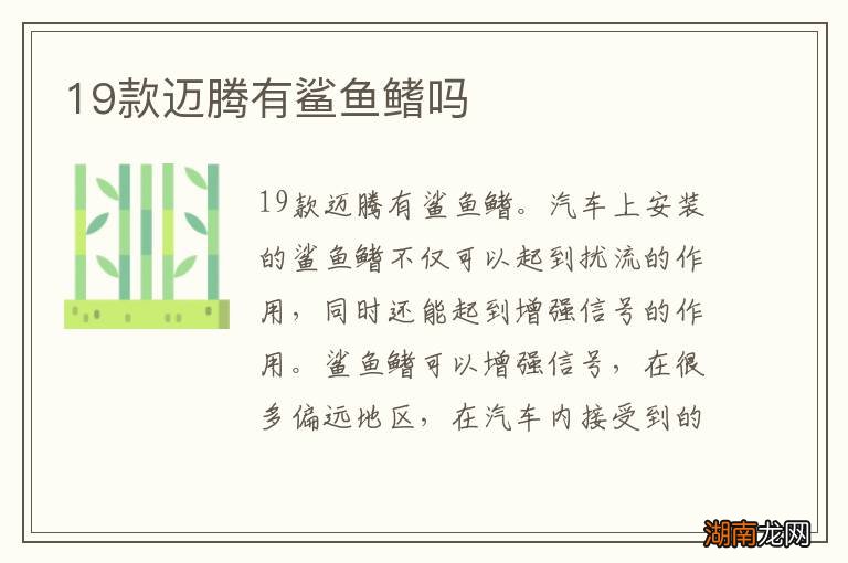 19款迈腾有鲨鱼鳍吗