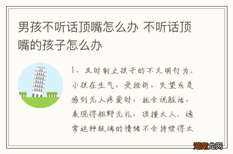 男孩不听话顶嘴怎么办 不听话顶嘴的孩子怎么办