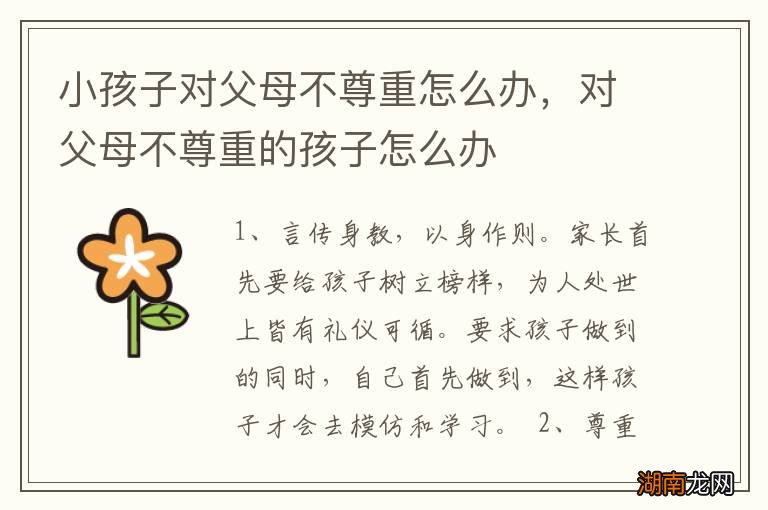 小孩子对父母不尊重怎么办,对父母不尊重的孩子怎么办
