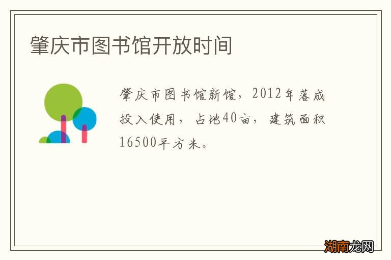 肇庆市图书馆开放时间