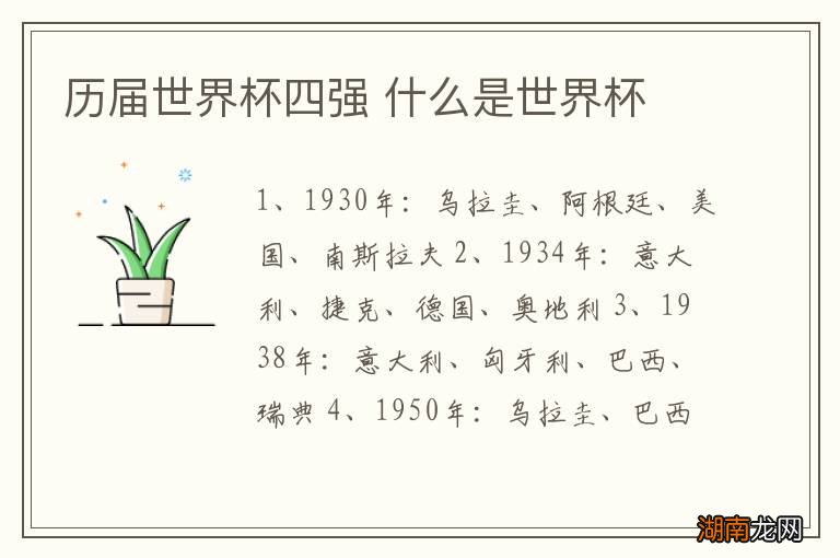 历届世界杯四强 什么是世界杯