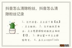 抖音怎么清除粉丝，抖音怎么清除粉丝记录