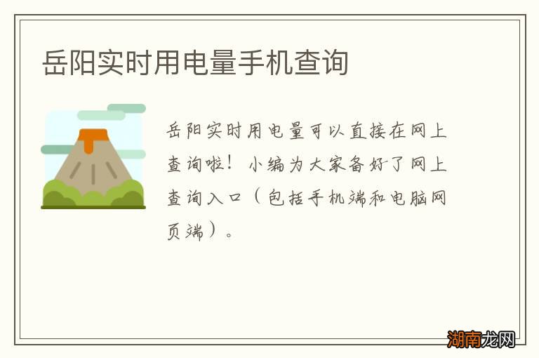 岳阳实时用电量手机查询