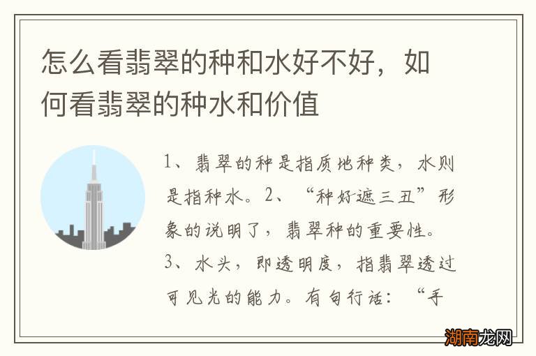怎么看翡翠的种和水好不好,如何看翡翠的种水和价值